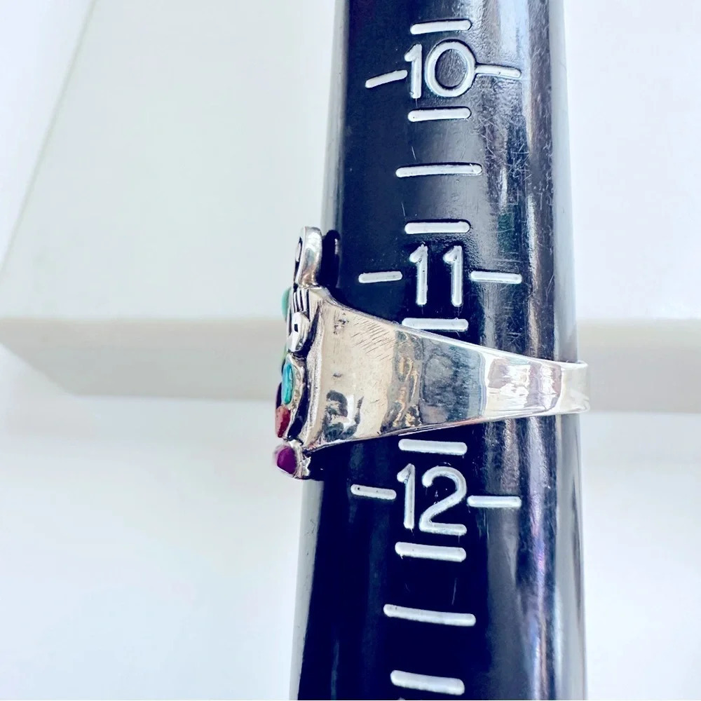 Handmade Sterling Silver Inlay Multi Gem Eye Of Horus Ring Size 11.5 - Picture 7 of 7